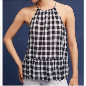 For the Republic 100% Cotton Prairie Picnic Print Tie Up Navy Cream Blou…​​